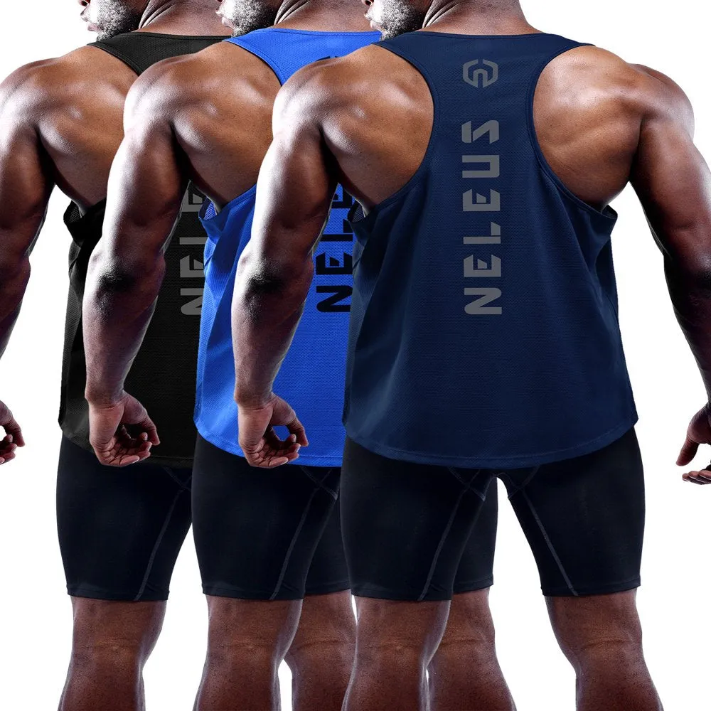 3 Pack Mens Dry Fit Y-Back Muscle Tank Top