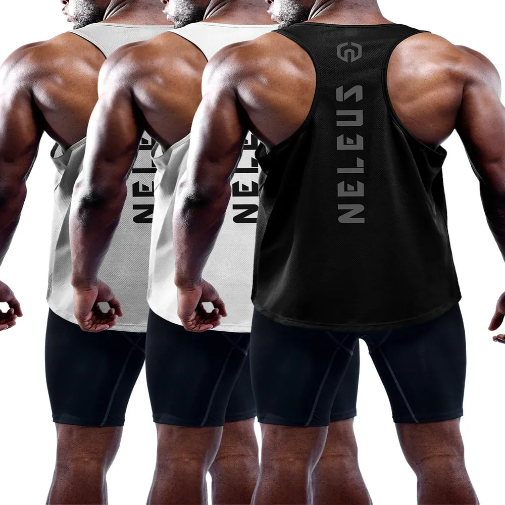 3 Pack Mens Dry Fit Y-Back Muscle Tank Top