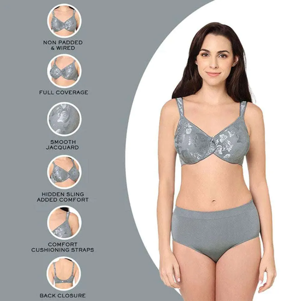 Awareness Non Padded Wired Full Coverage Full Support Plus Size Bra - Grey