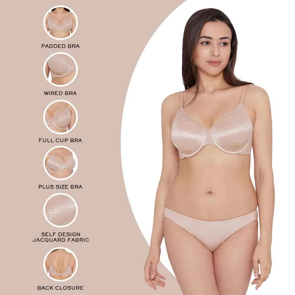 Back Appeal Contour Lightly Padded Wired Full Cup Everyday Wear Plus Size Full Support Bra - Beige