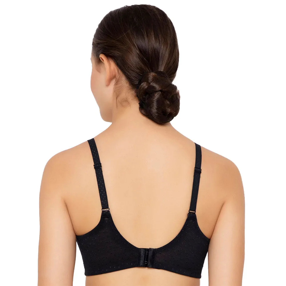 Back Appeal Non Padded Non-Wired Full Cup Everyday Wear Plus Size Seamless Full Support Bra - Black