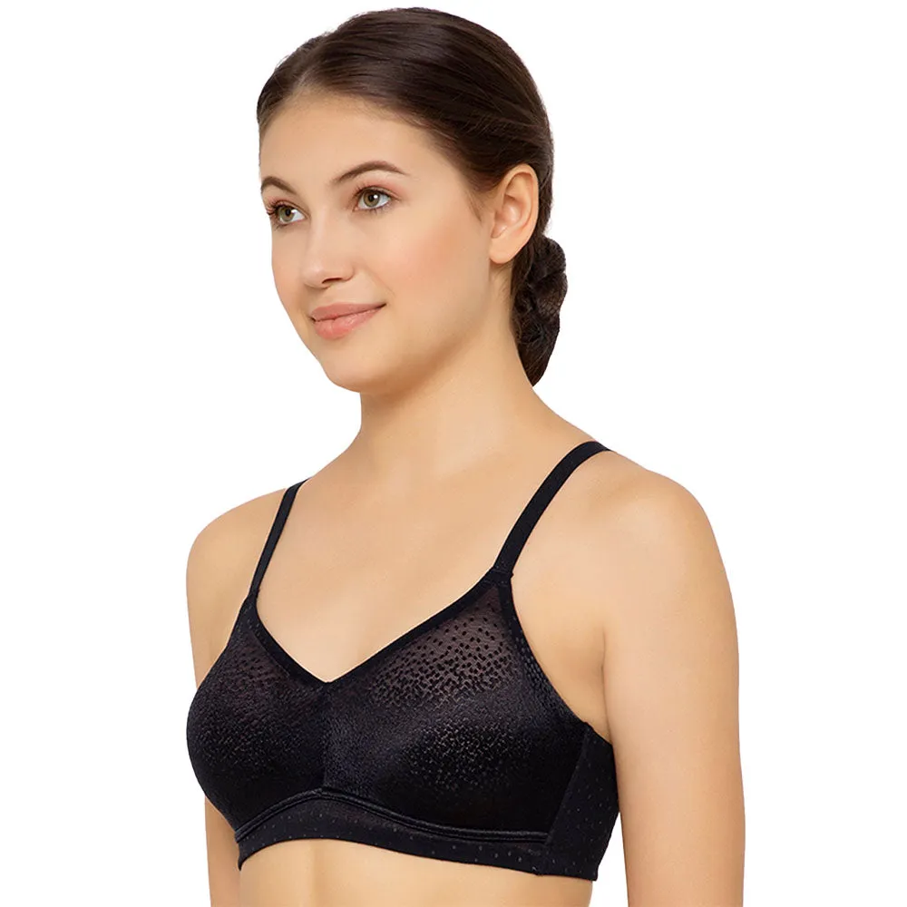 Back Appeal Non Padded Non-Wired Full Cup Everyday Wear Plus Size Seamless Full Support Bra - Black