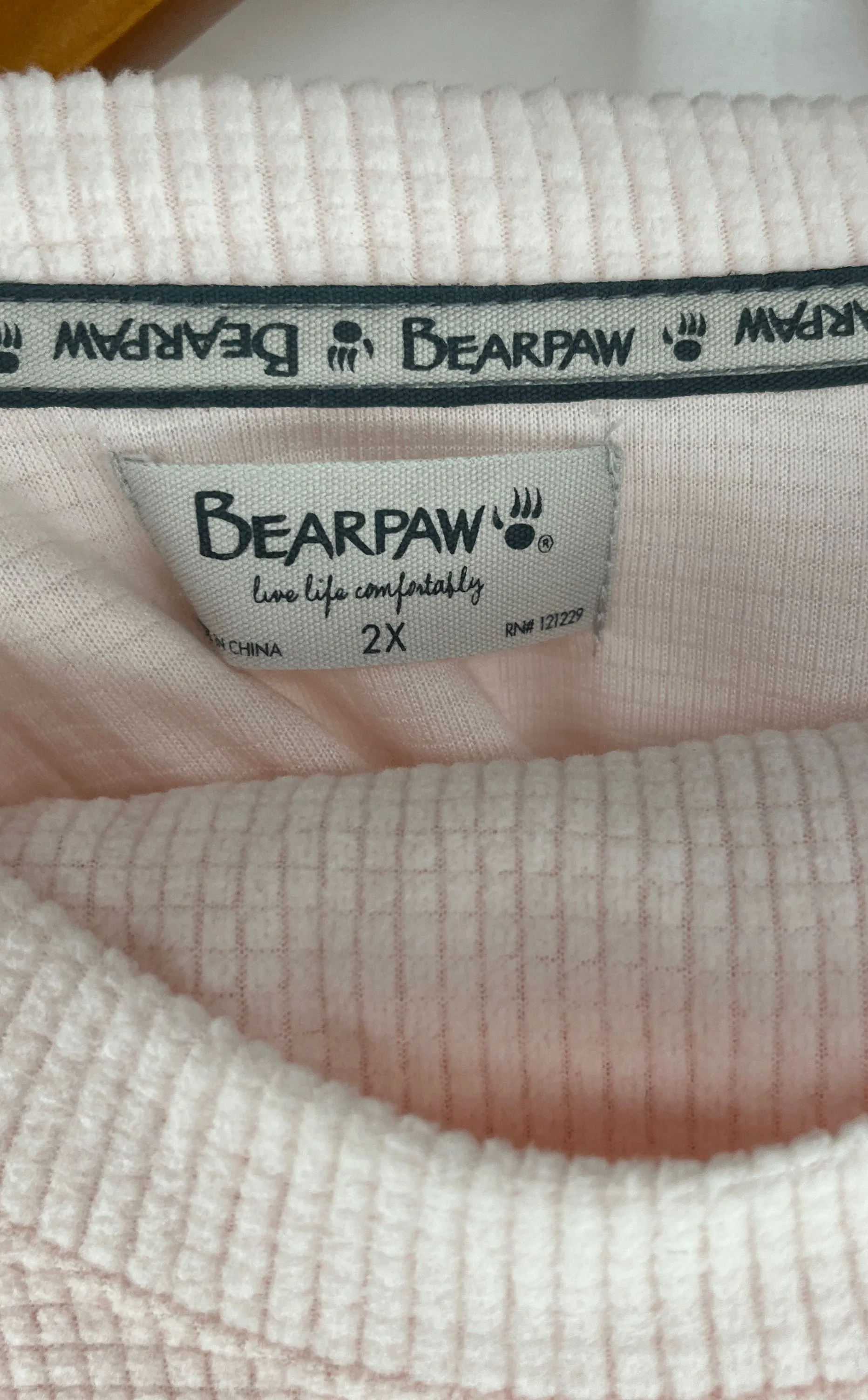 Bearpaw 2 Piece Fleece Pastel Pink Pajamas Elastic Waist Pants Size 2X NWT1