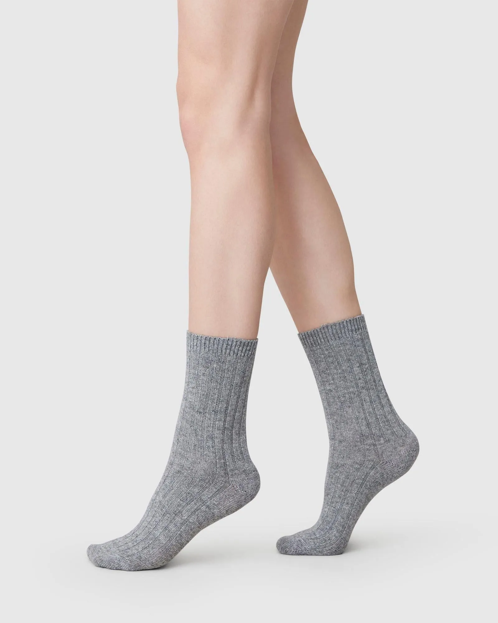 Bodil Chunky Wool Socks 2-Pack Black/Grey