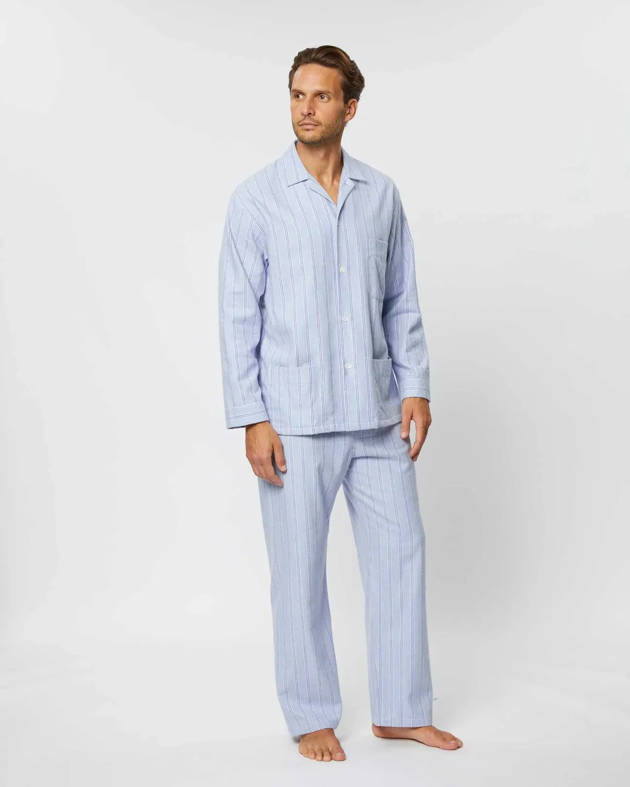 Bonsoir London Brushed Cotton Aviemore Stripe Pajamas