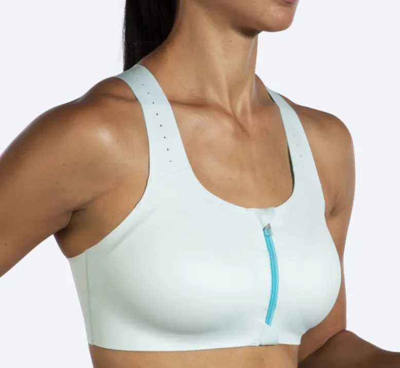 Brooks | Dare Zip Run Bra 2.0 | Women's | Ice Blue/Vivid Teal