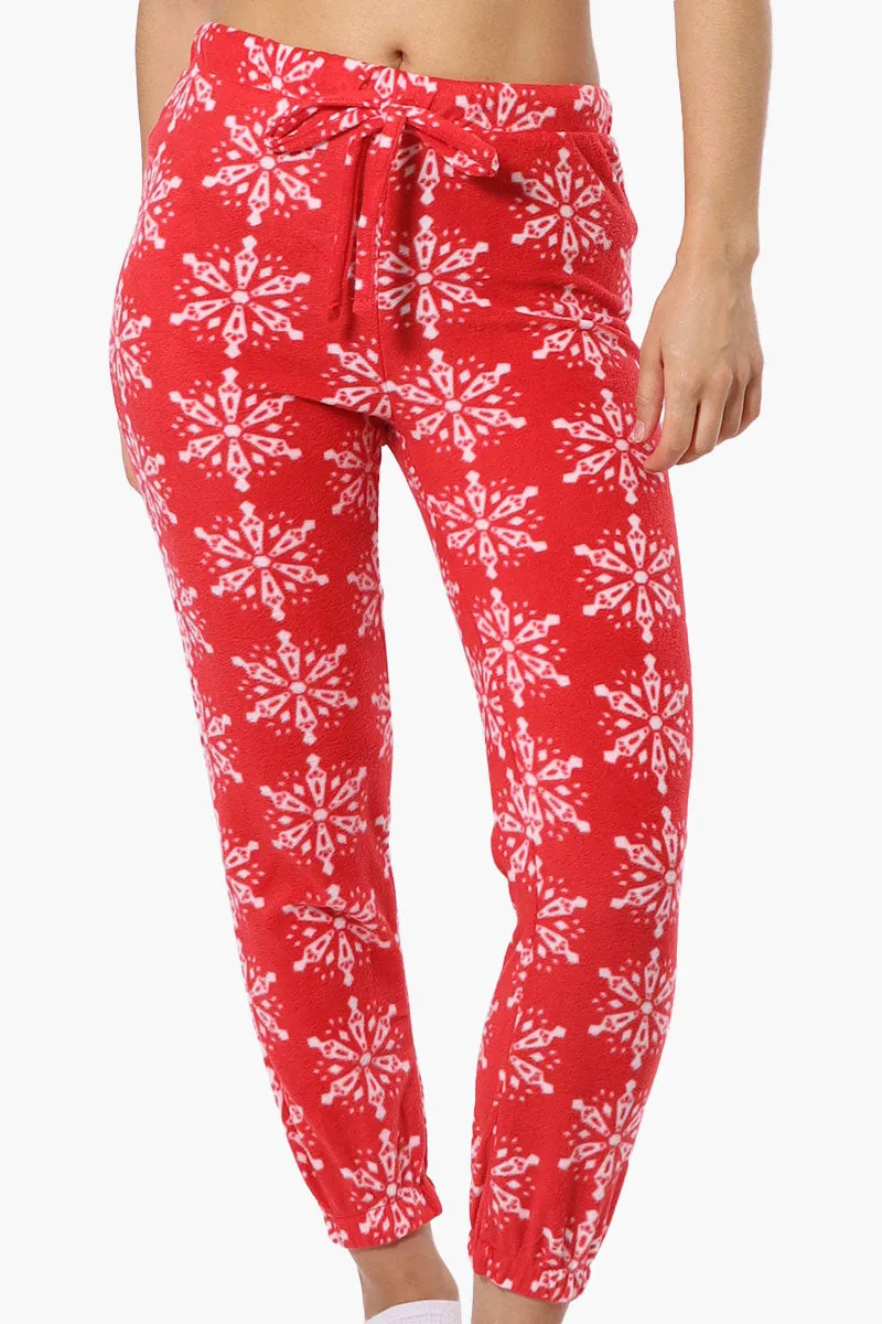 Canada Weather Gear Snowflake Pattern Fleece Pajama Bottoms - Red