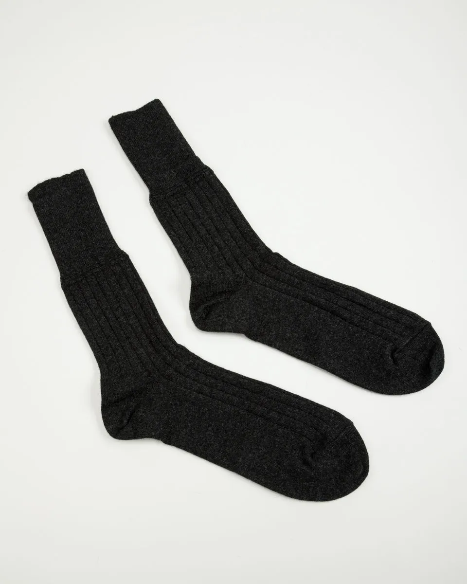 Cashmere Rib Socks - Black