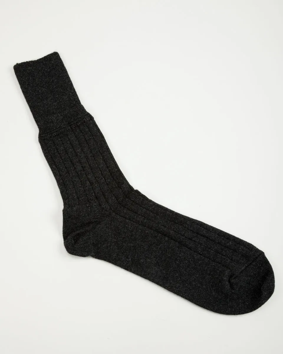 Cashmere Rib Socks - Black