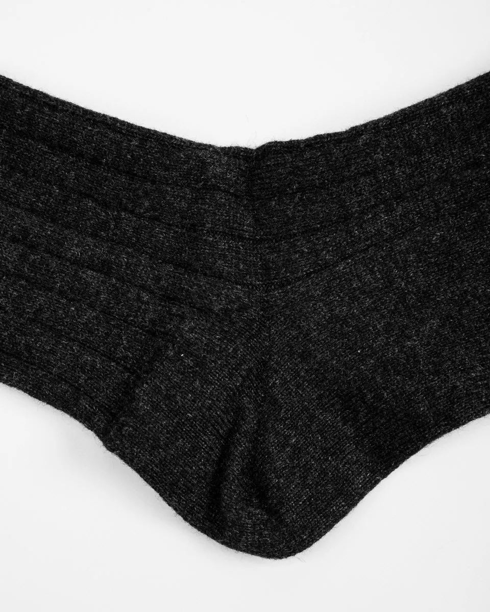 Cashmere Rib Socks - Black