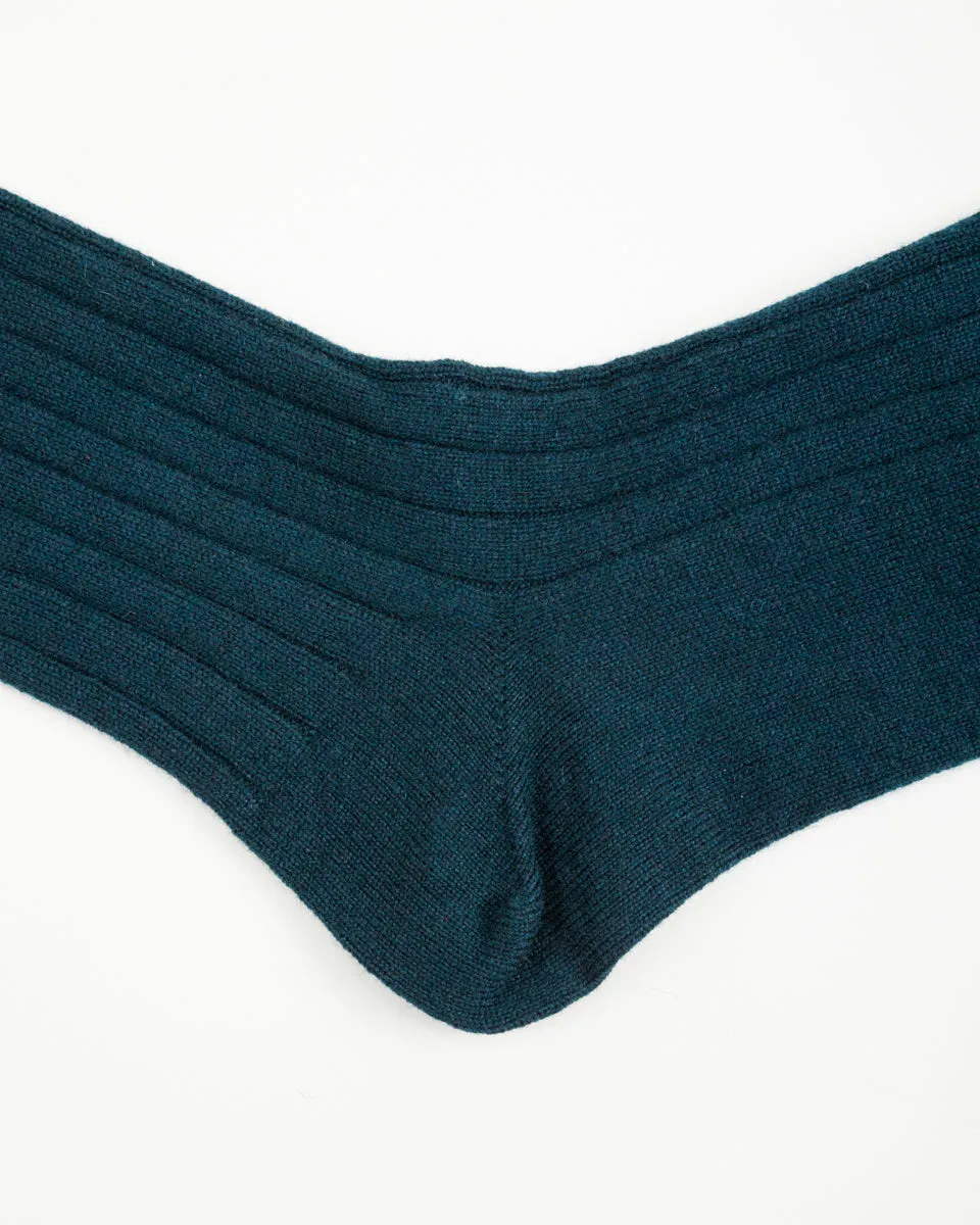 Cashmere Rib Socks - Dark Moss