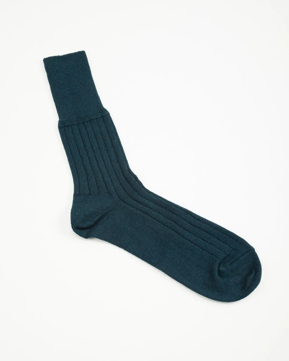 Cashmere Rib Socks - Dark Moss