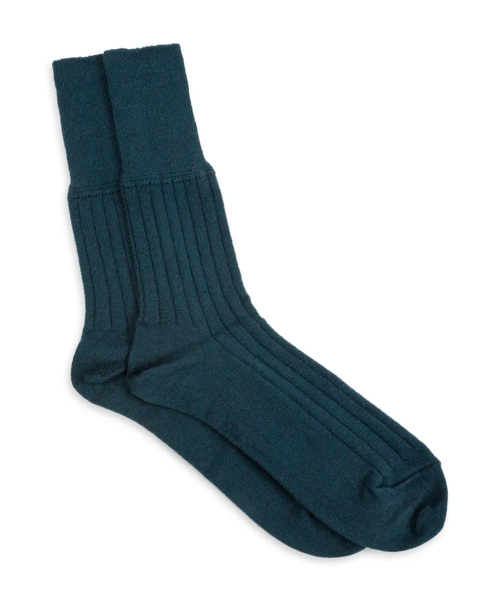 Cashmere Rib Socks - Dark Moss