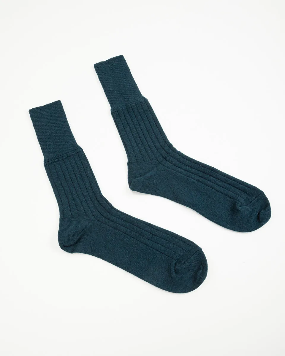 Cashmere Rib Socks - Dark Moss