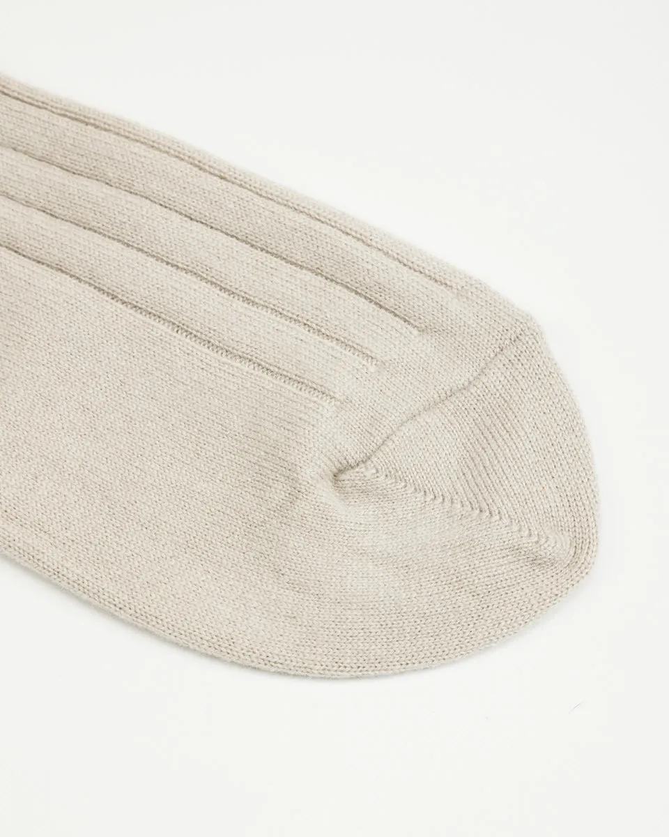 Cashmere Rib Socks - White Smoke