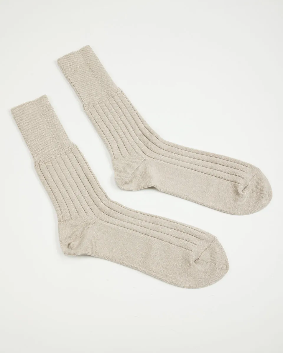 Cashmere Rib Socks - White Smoke