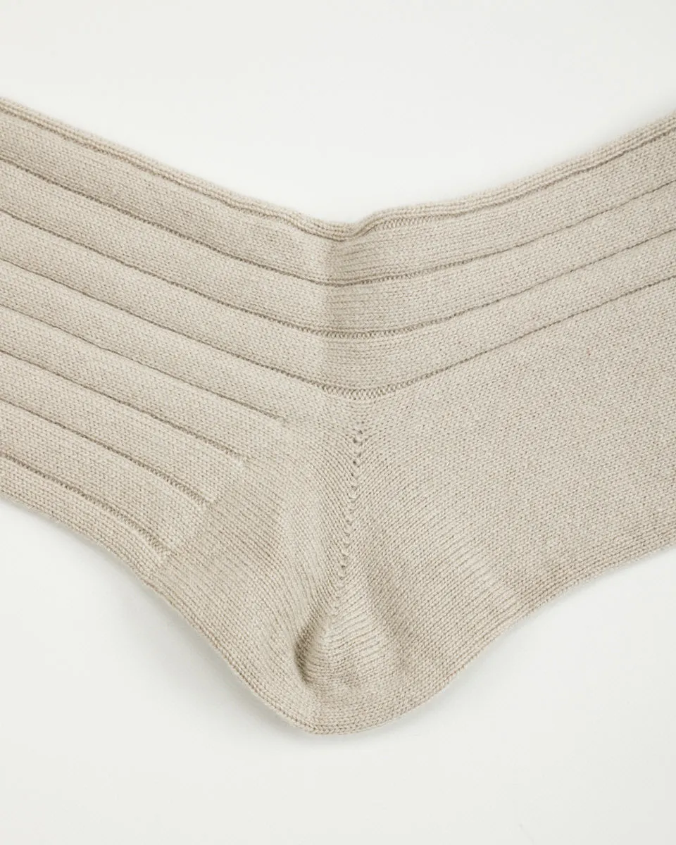 Cashmere Rib Socks - White Smoke