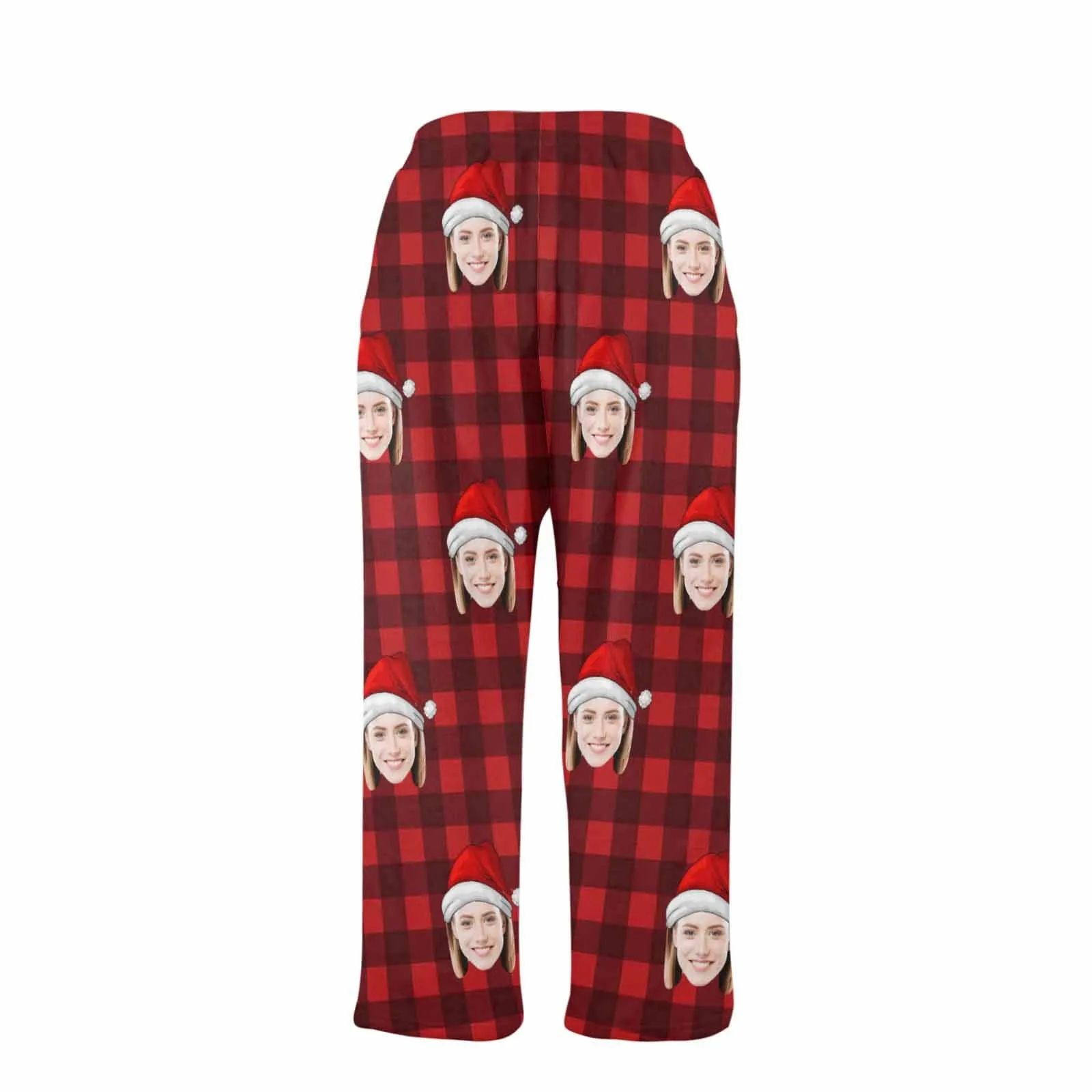 Coral Fleece Pajama Trousers-Custom Face Buffalo Check Warm and Comfortable Sleepwear Long Pajama Pants For Men Women