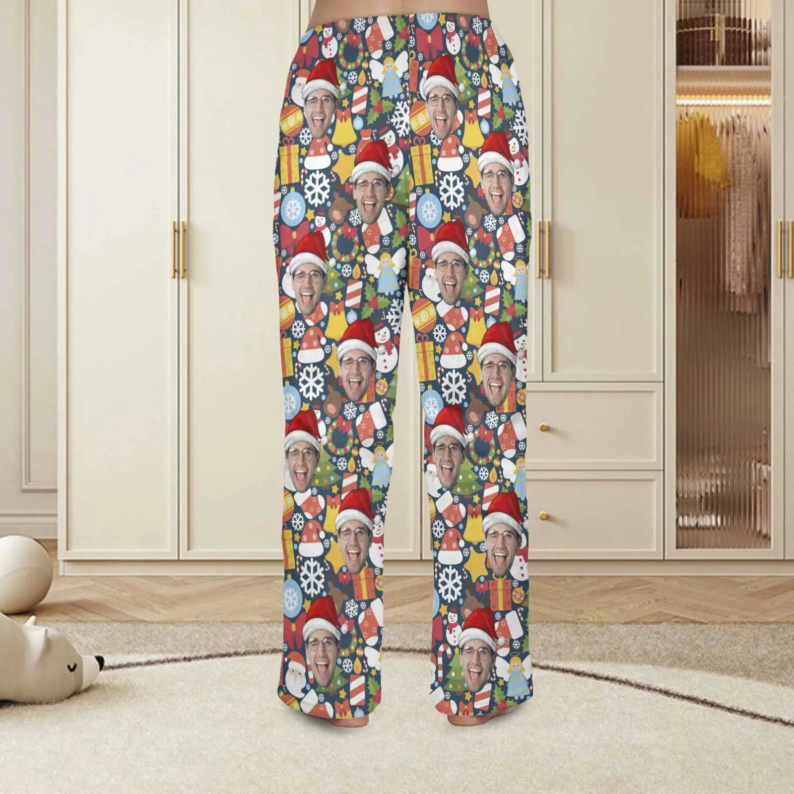 Coral Fleece Pajama Trousers-Custom Face Christmas Gifts Warm and Comfortable Sleepwear Long Pajama Pants For Men Women