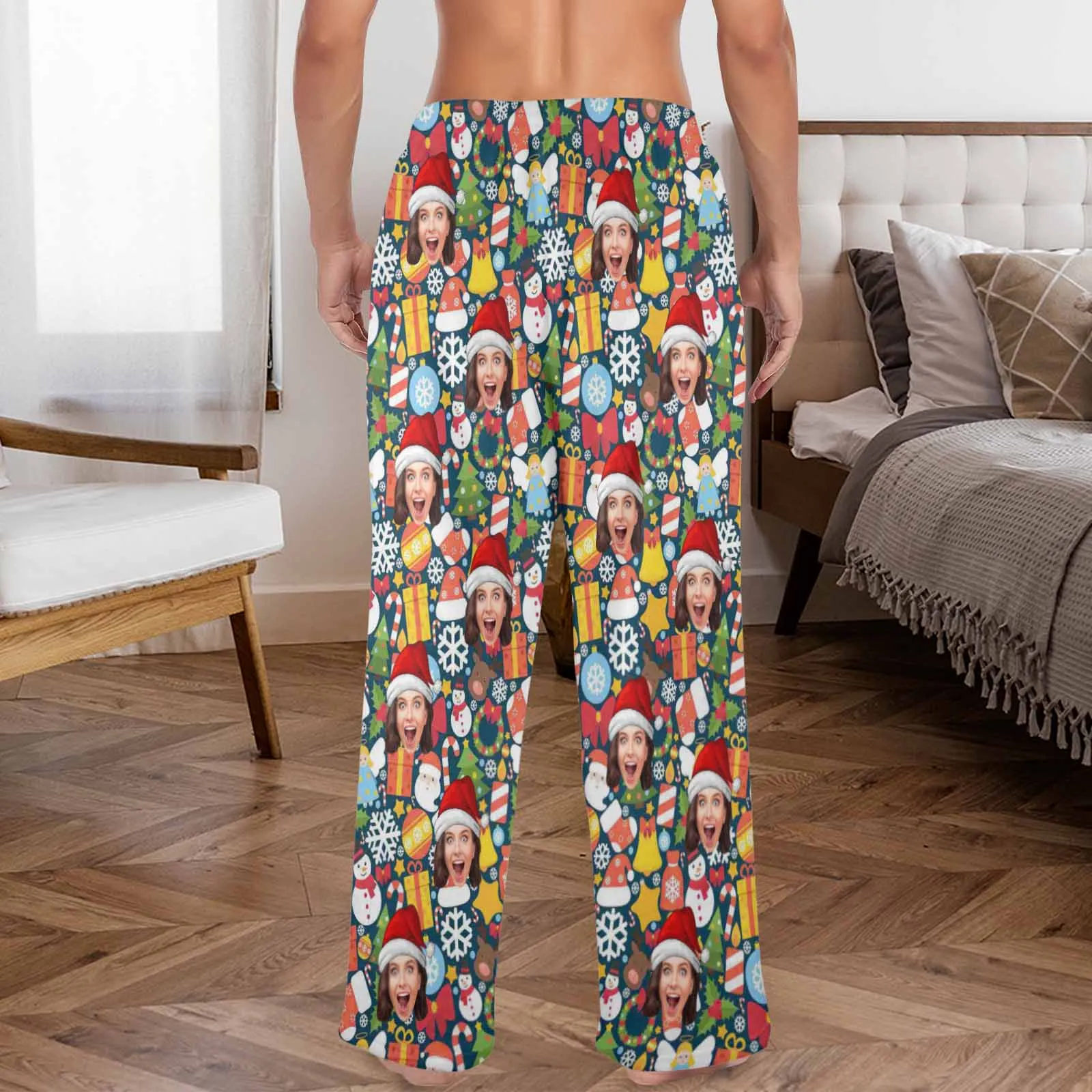 Coral Fleece Pajama Trousers-Custom Face Christmas Gifts Warm and Comfortable Sleepwear Long Pajama Pants For Men Women