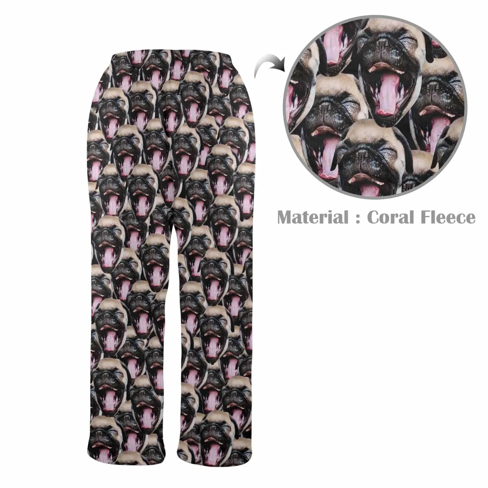 Coral Fleece Pajama Trousers-Custom Face Pet Dog Seamless Warm and Comfortable Sleepwear Long Pajama Pants For Men Women