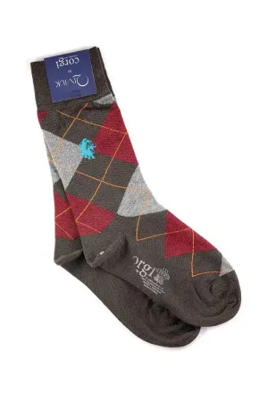 Corgi Argyle Woman's Socks Bison, Cashmere & Silk