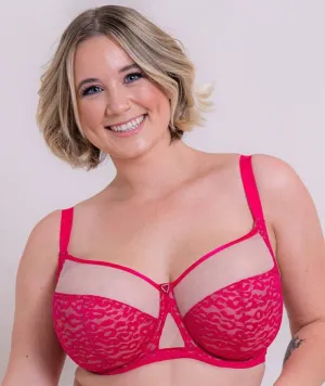 Curvy Kate Victory Wild Balcony Bra - Hot Pink/ Blush