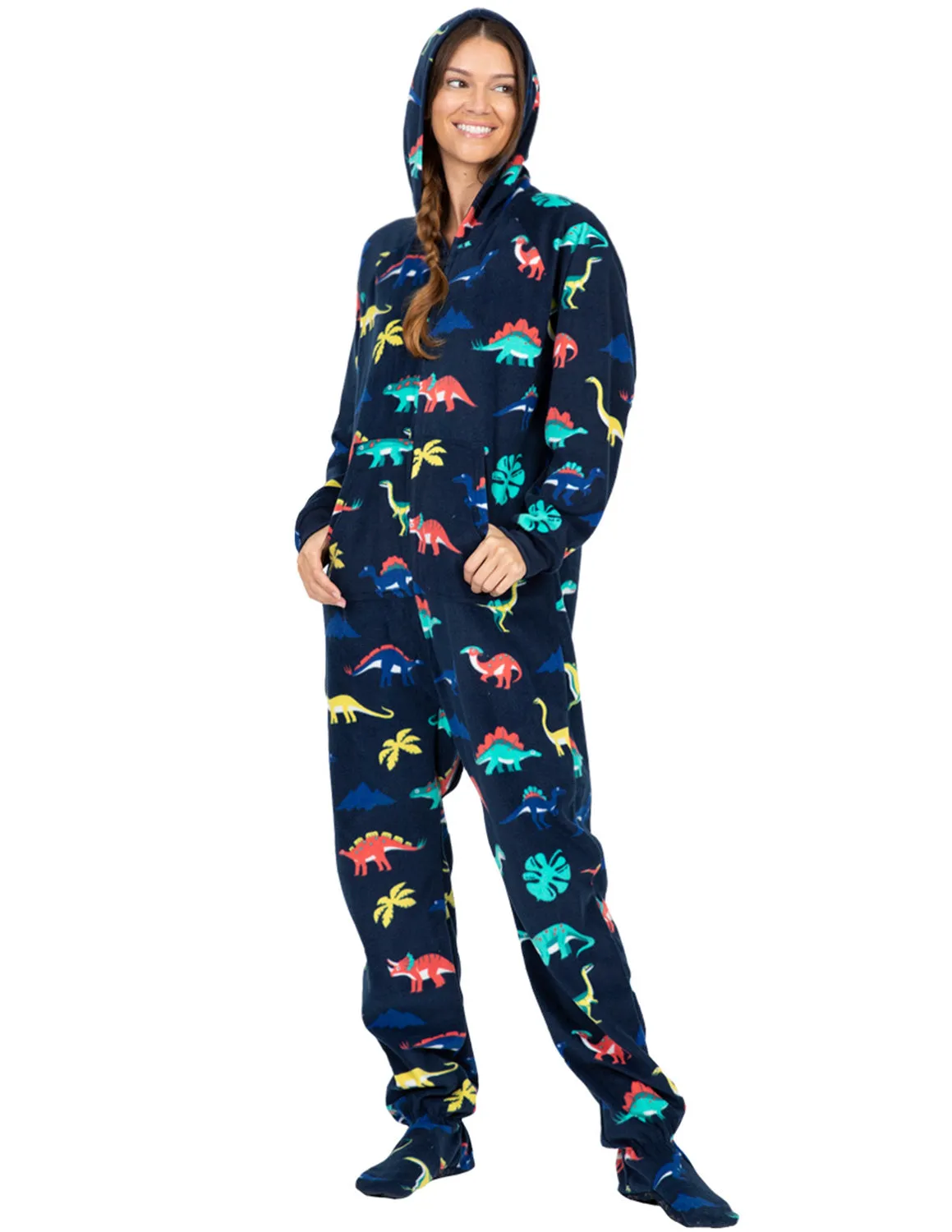 Dinosaur Kingdom Adult Hoodie Fleece Onesie