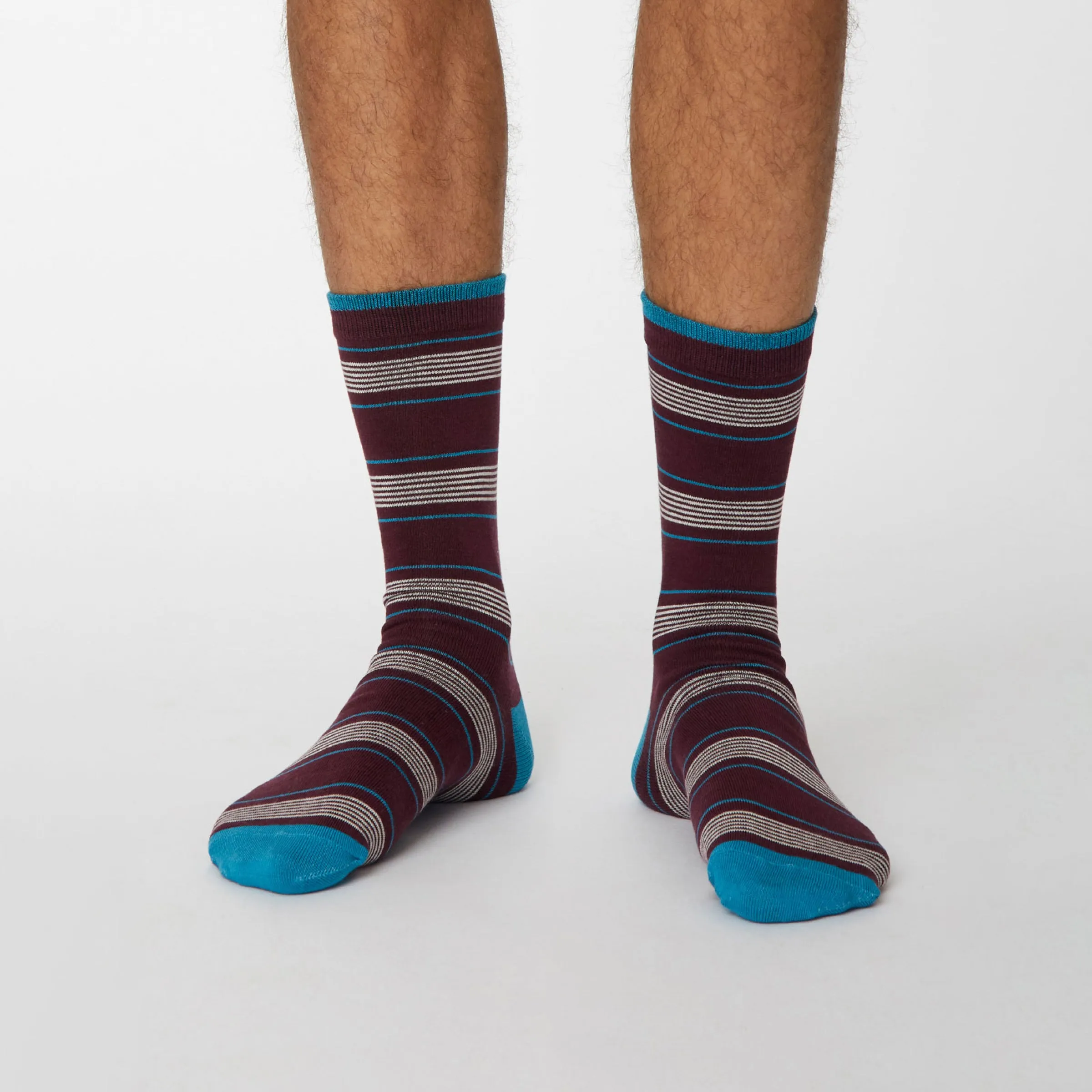 Edoardo Stripe Socks - Wine Red