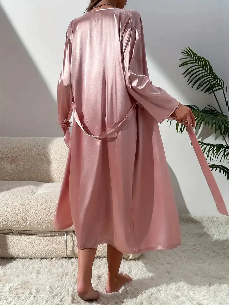 Elegant Embrace Satin Robe Set