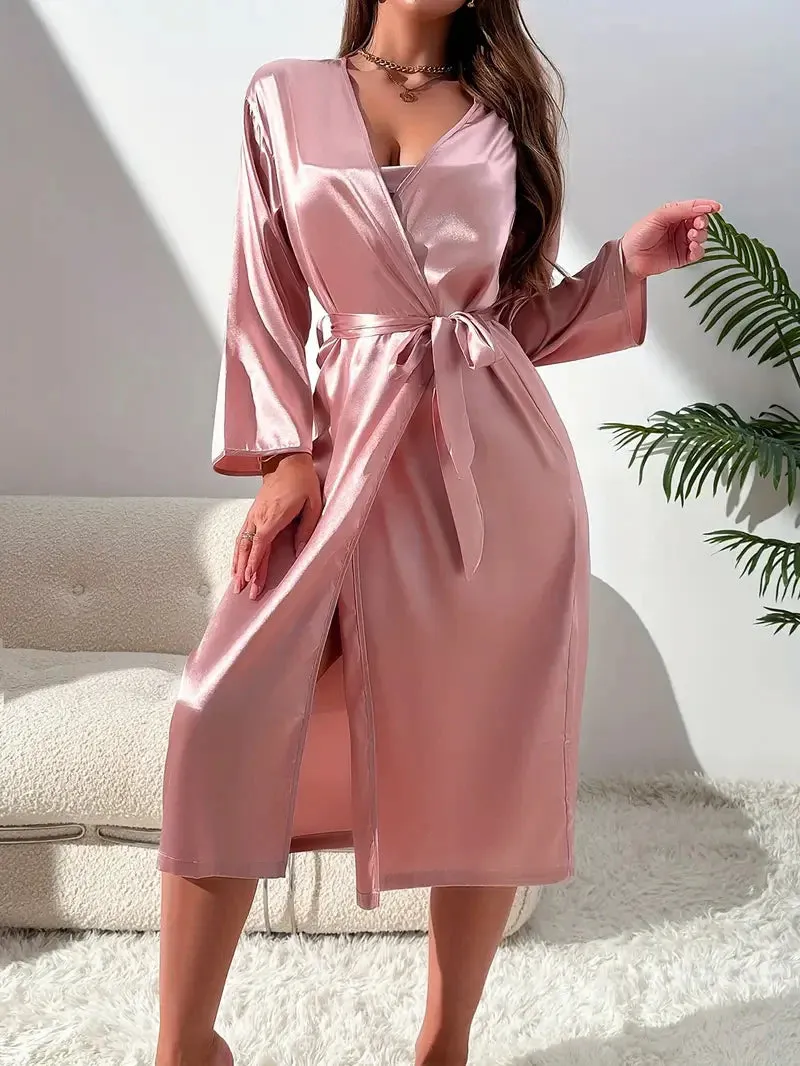 Elegant Embrace Satin Robe Set