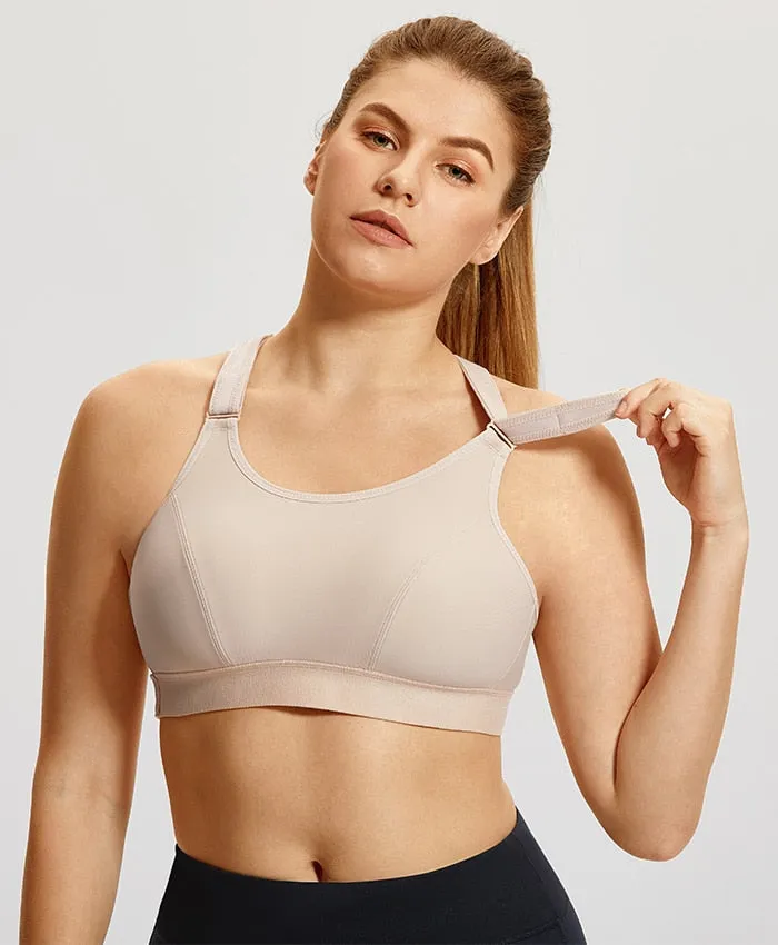 Energy Front Adjustable Wireless Sports Bra - Beige/Black