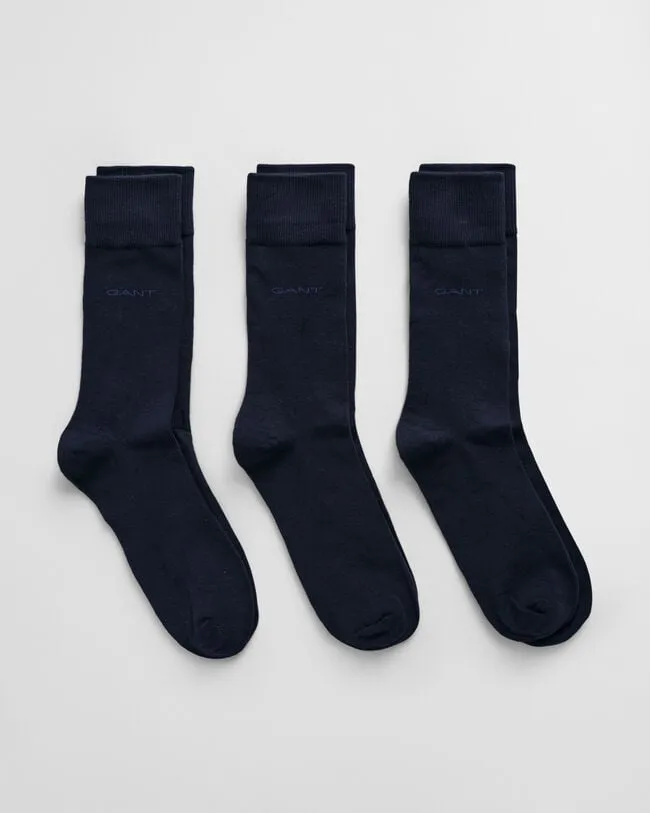 Gant Men's 3 Pack Soft Cotton Socks - Marine