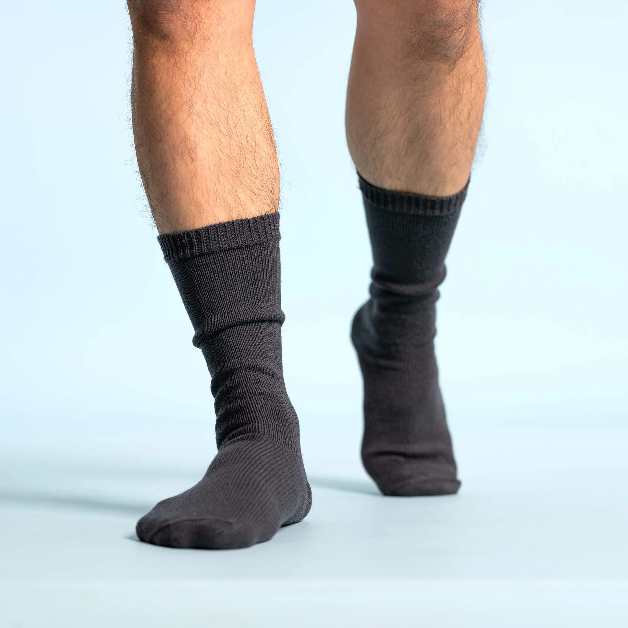 GLACIERS Elastic-Free 3-Ply 100% Organic Merino Wool Crew Socks (No Polyester, No Latex, No Spandex, No Nylon, No Polyamide, No Plastic) (100% Biodegradable)