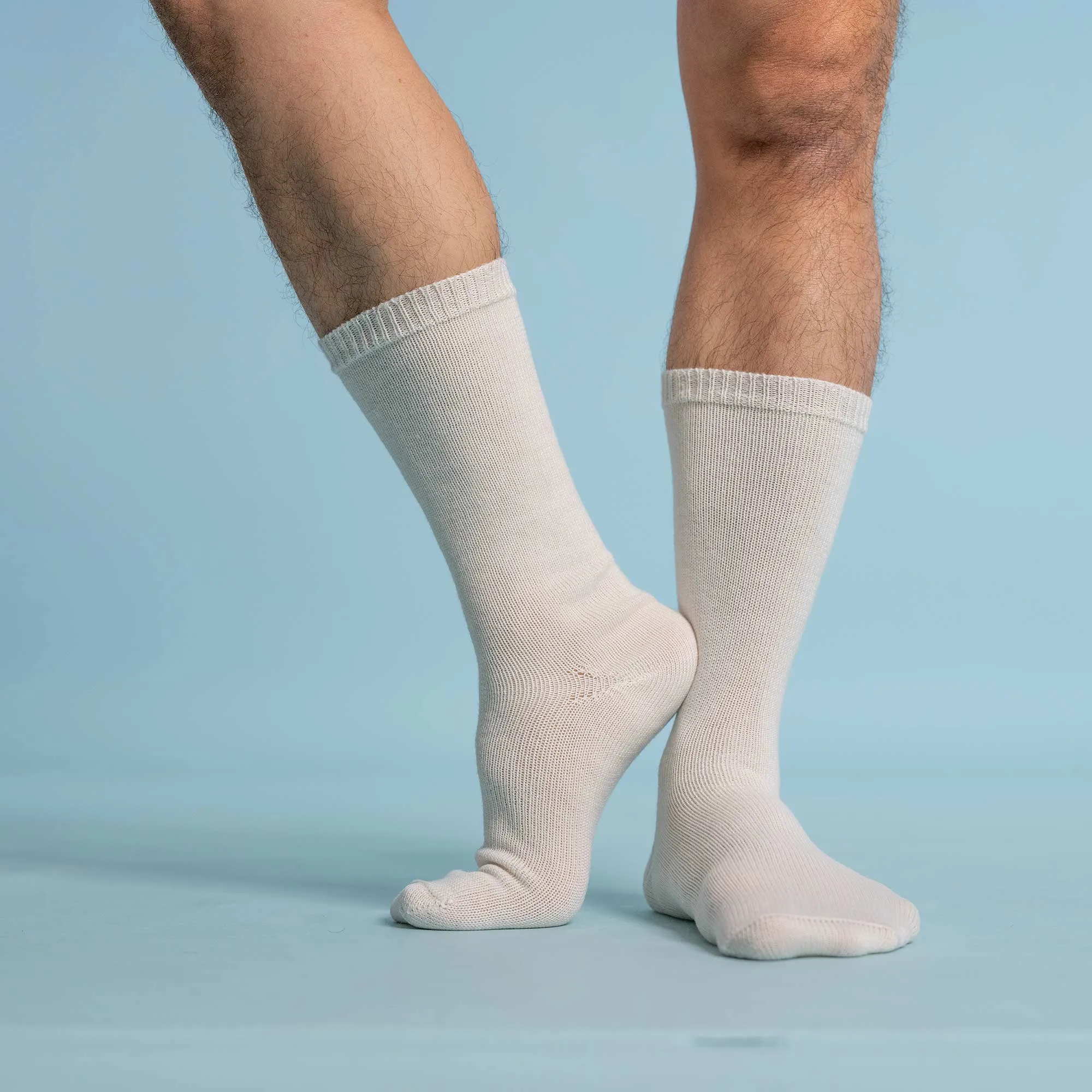 GLACIERS Elastic-Free 3-Ply 100% Organic Merino Wool Crew Socks (No Polyester, No Latex, No Spandex, No Nylon, No Polyamide, No Plastic) (100% Biodegradable)