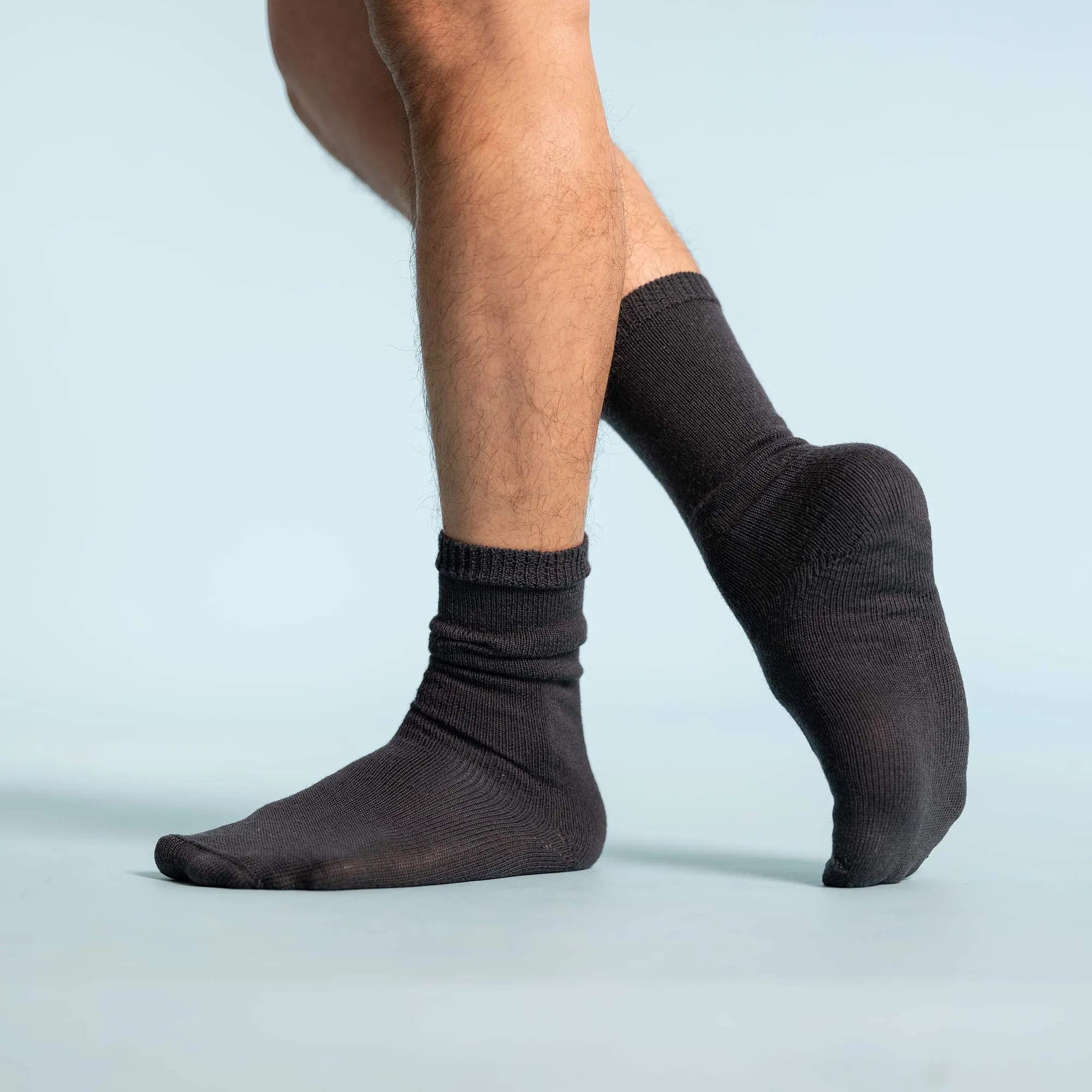 GLACIERS Elastic-Free 3-Ply 100% Organic Merino Wool Crew Socks (No Polyester, No Latex, No Spandex, No Nylon, No Polyamide, No Plastic) (100% Biodegradable)