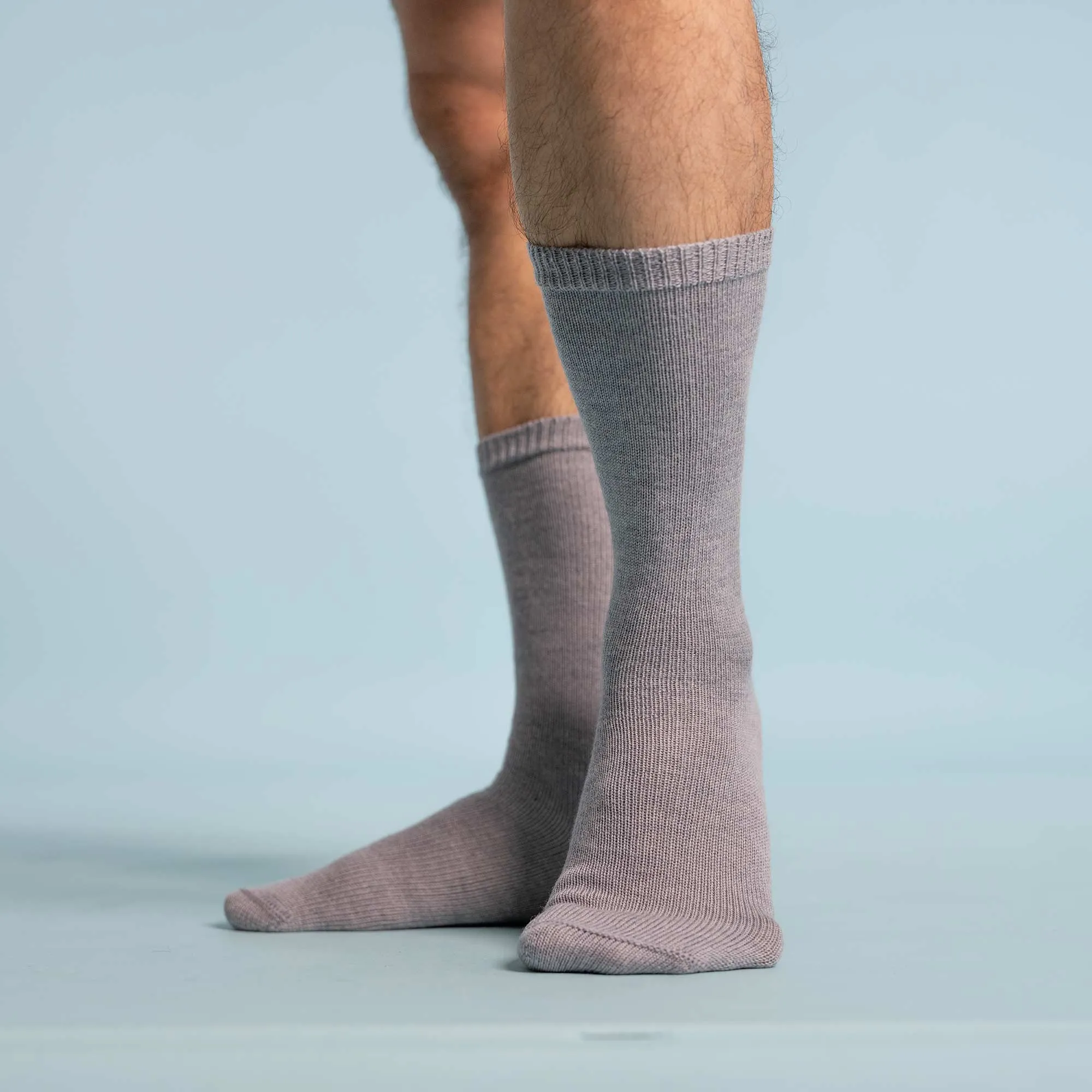 GLACIERS Elastic-Free 3-Ply 100% Organic Merino Wool Crew Socks (No Polyester, No Latex, No Spandex, No Nylon, No Polyamide, No Plastic) (100% Biodegradable)