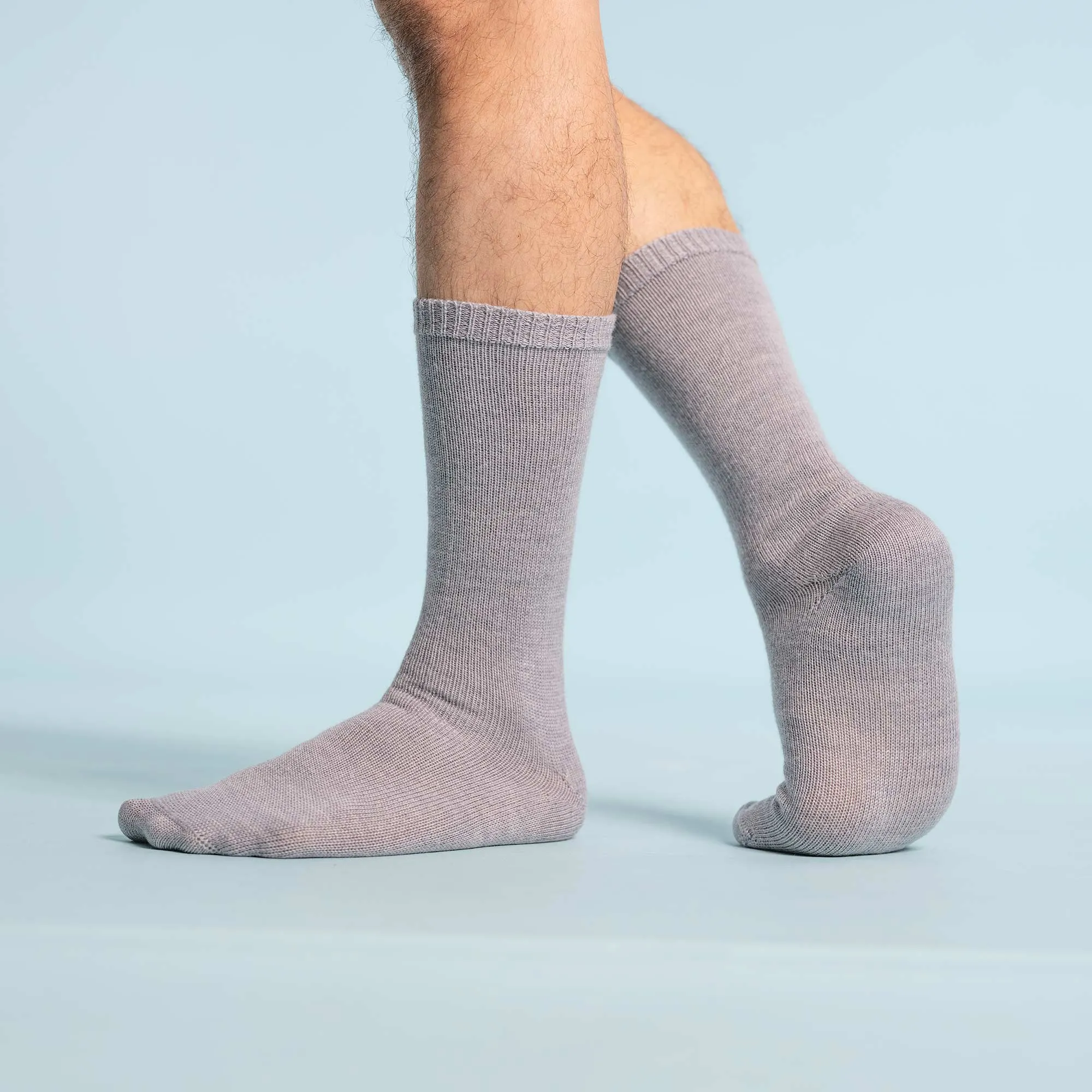 GLACIERS Elastic-Free 3-Ply 100% Organic Merino Wool Crew Socks (No Polyester, No Latex, No Spandex, No Nylon, No Polyamide, No Plastic) (100% Biodegradable)