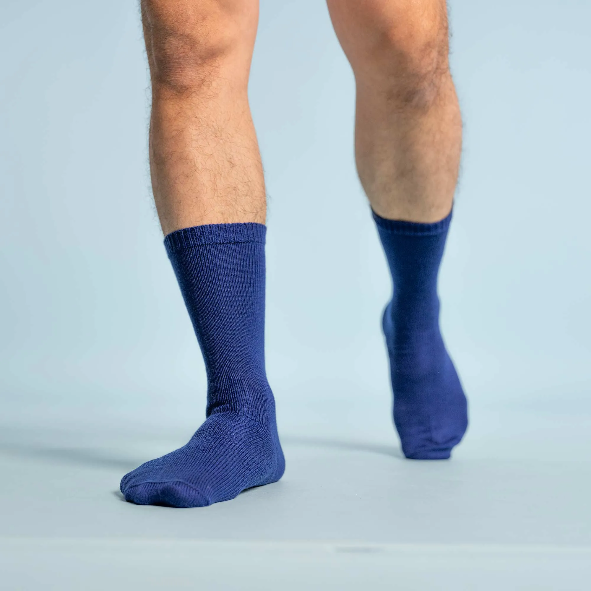 GLACIERS Elastic-Free 3-Ply 100% Organic Merino Wool Crew Socks (No Polyester, No Latex, No Spandex, No Nylon, No Polyamide, No Plastic) (100% Biodegradable)