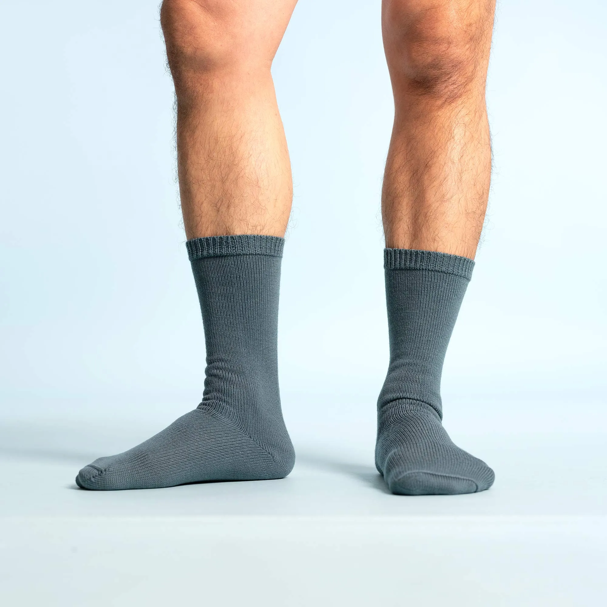 GLACIERS Elastic-Free 3-Ply 100% Organic Merino Wool Crew Socks (No Polyester, No Latex, No Spandex, No Nylon, No Polyamide, No Plastic) (100% Biodegradable)