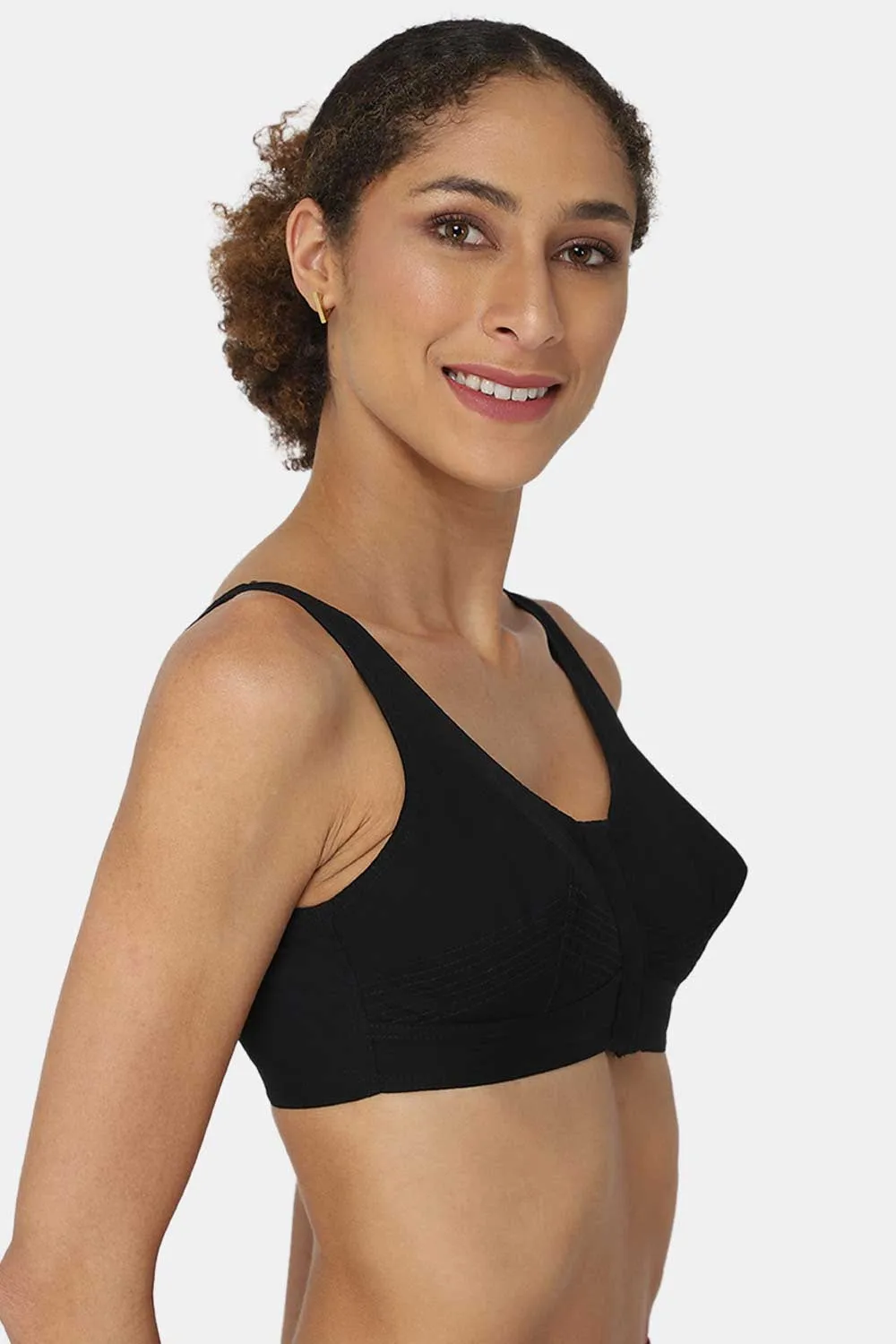 High Coverage Non-Wired Non-Padded Broad Strap Front Open Saree Bra - NHPB