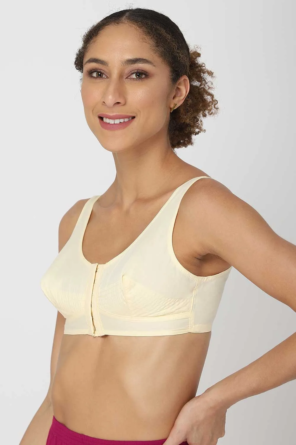 High Coverage Non-Wired Non-Padded Broad Strap Front Open Saree Bra - NHPB