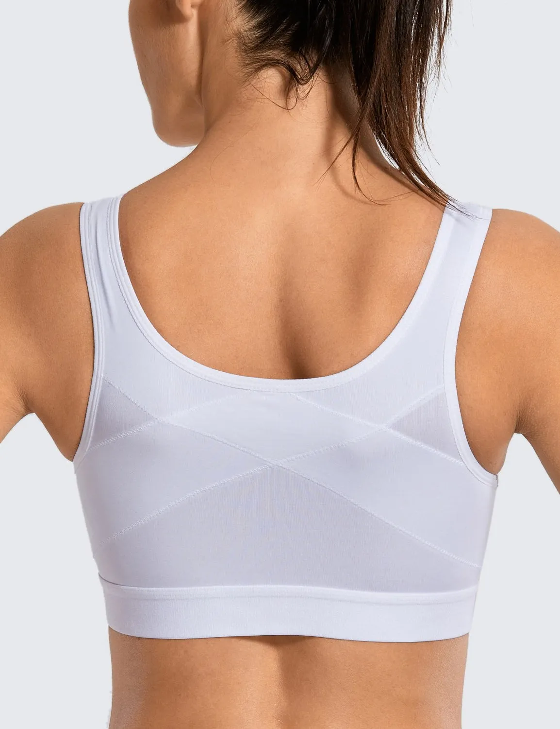 High Impact Wirefree Cross Back Support Front Zip Sports Bra