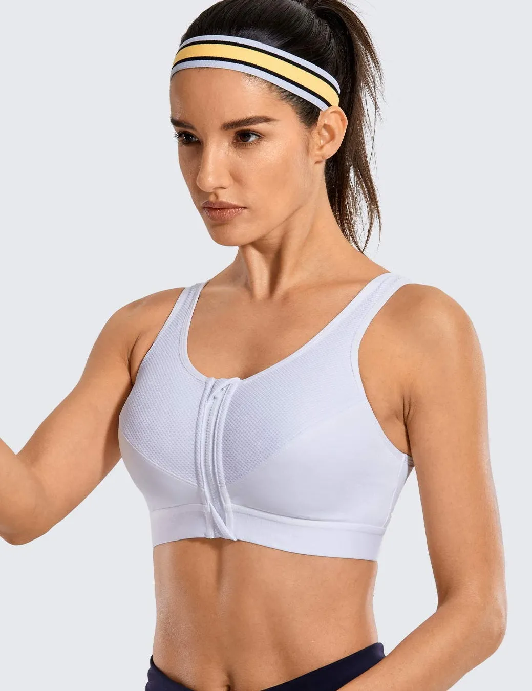 High Impact Wirefree Cross Back Support Front Zip Sports Bra