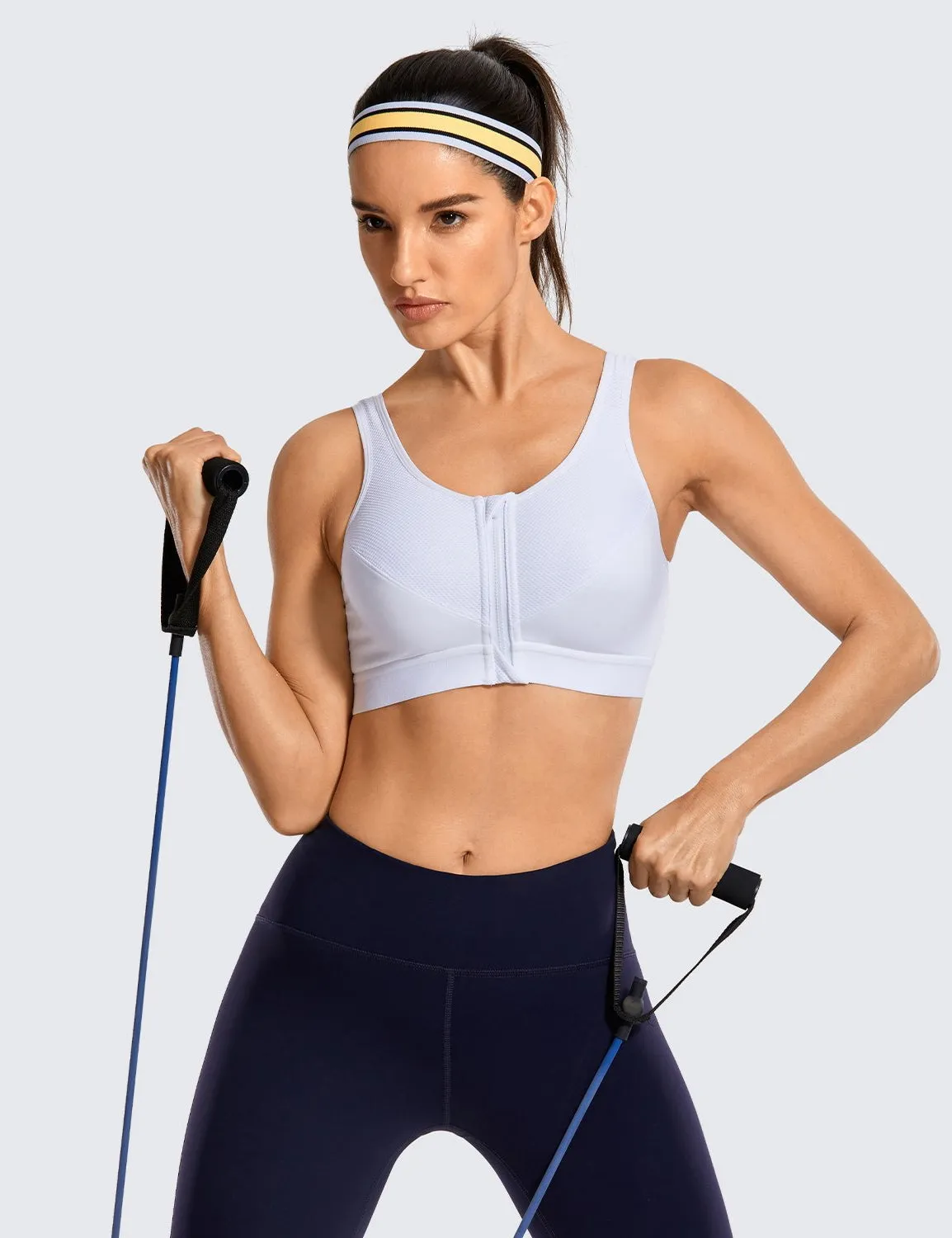 High Impact Wirefree Cross Back Support Front Zip Sports Bra