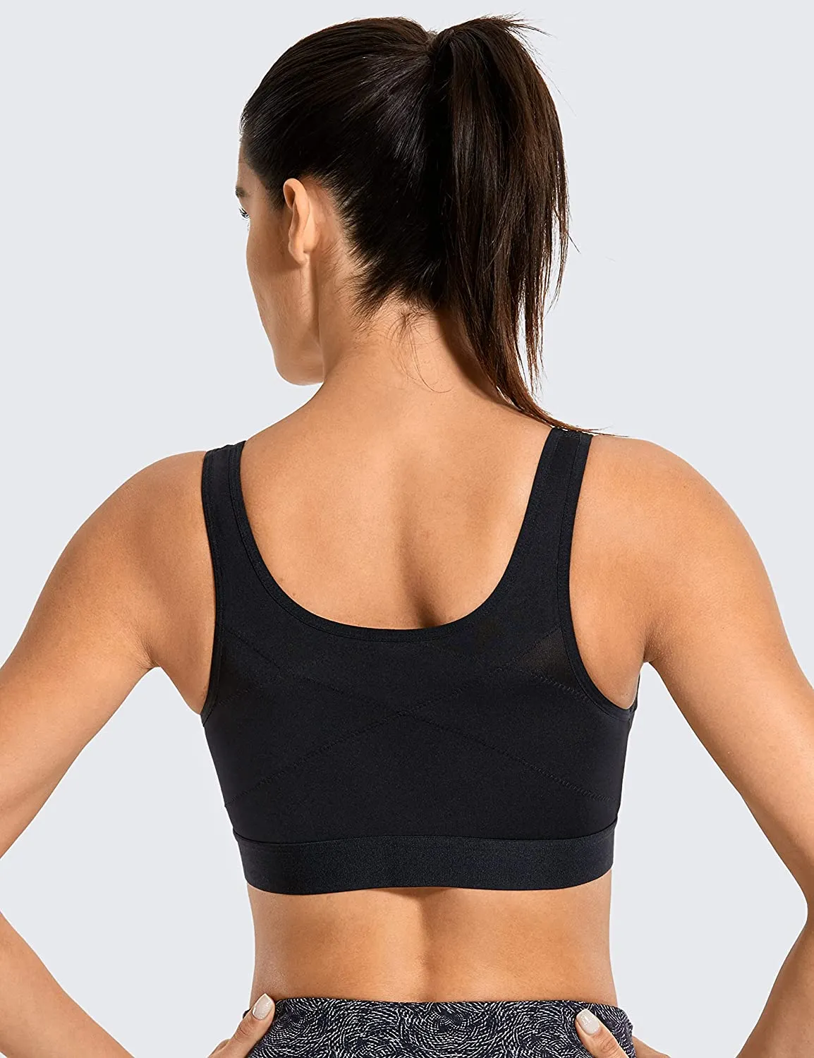 High Impact Wirefree Cross Back Support Front Zip Sports Bra