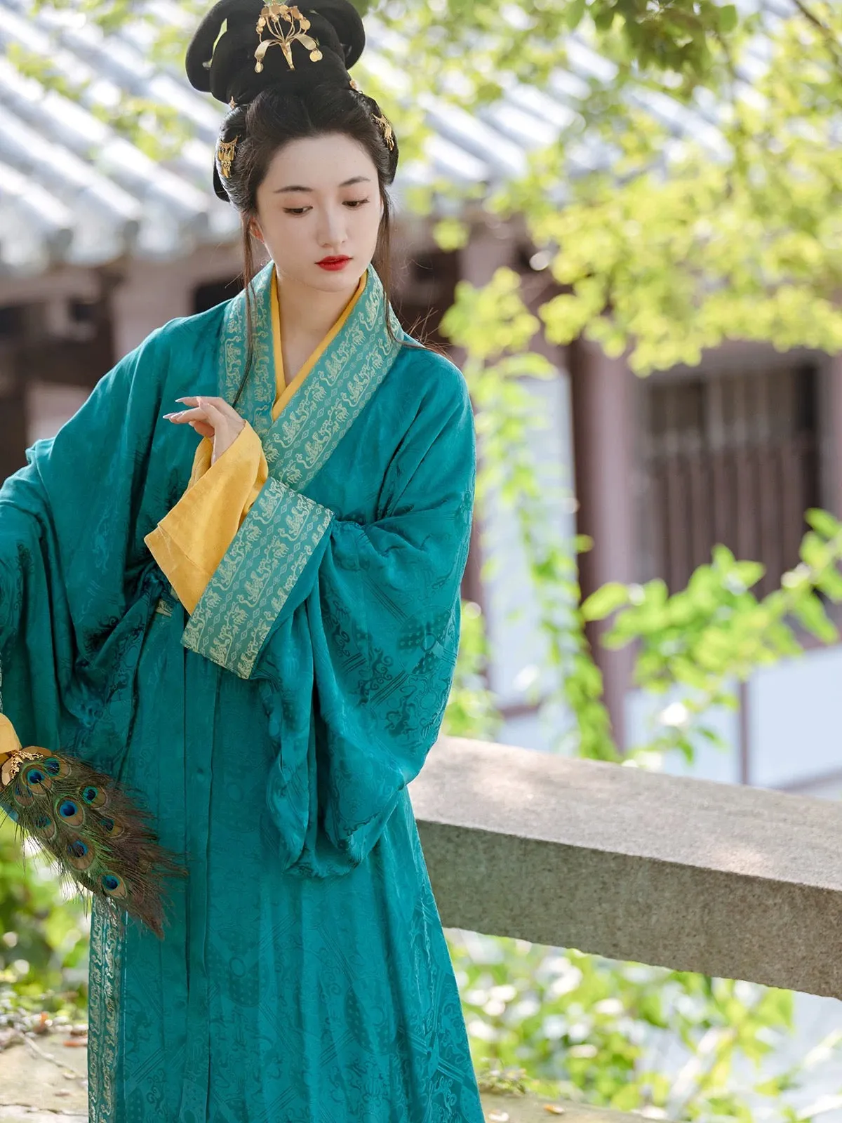 Historically Accurate Han Dynasty Hanfu, Straight Hem Robe, Turquoise 雀蓝