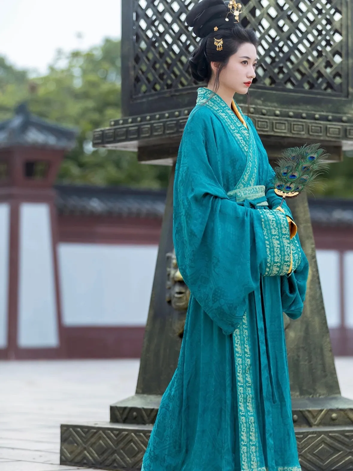 Historically Accurate Han Dynasty Hanfu, Straight Hem Robe, Turquoise 雀蓝