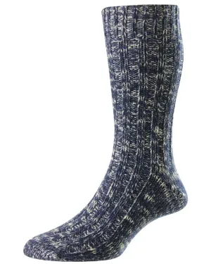 HJ Hall Mens Chunky Knit Wool & Cotton Blend Socks