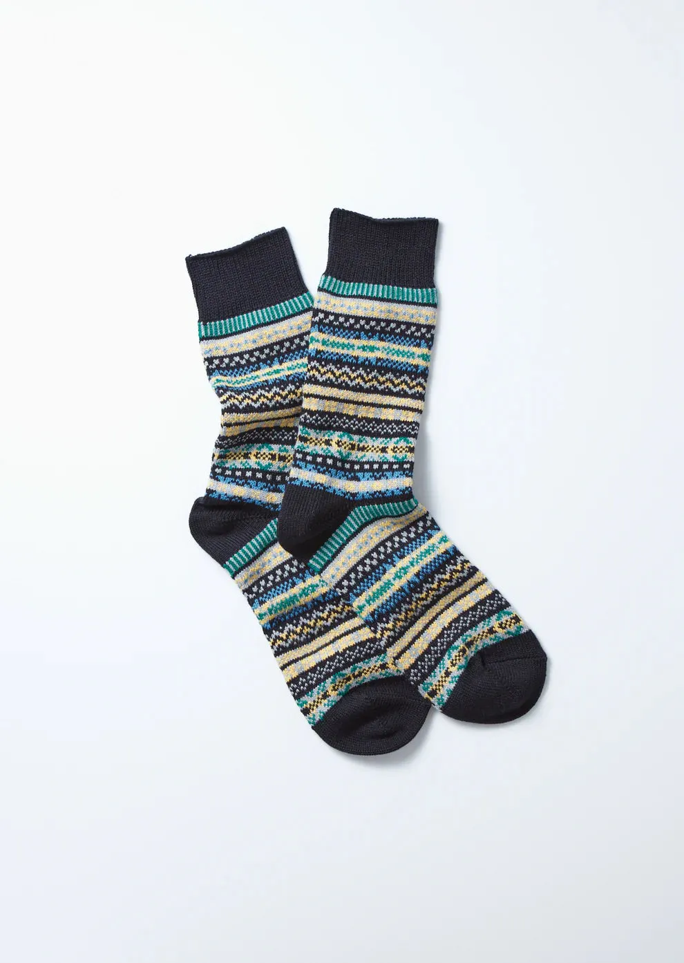 Jacquard Crew Socks Fairisle / Black